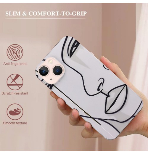 Aesthetic Abstract Face, Cute Art Line Pattern Design Clear TPU Phone Cases Soft Flexiable Slim Protective Cases, Anti-Scratch Shock Absorbing