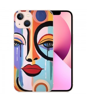 Abstract Colorful Art Case Indie Aesthetic Abstract Face Printed Shockproof Protective Case Soft TPU Hard Back Anti-Scratch Cover