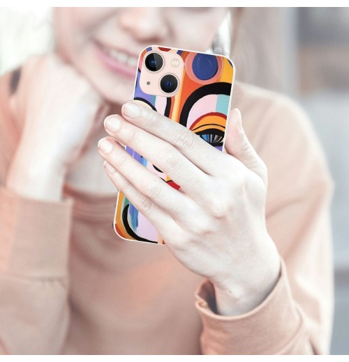 Abstract Colorful Art Case Indie Aesthetic Abstract Face Printed Shockproof Protective Case Soft TPU Hard Back Anti-Scratch Cover