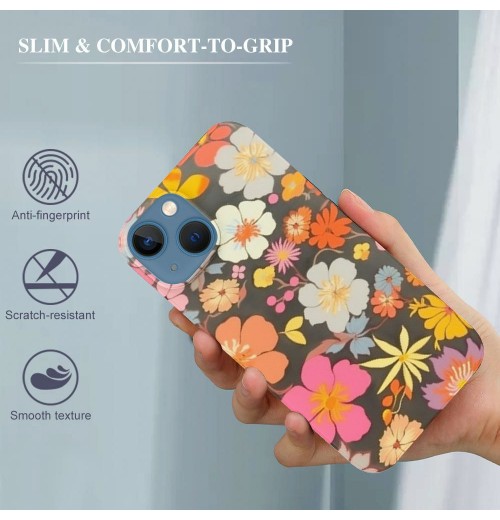 Retro Boho Hippie Flowers iPhone Case Anti Slip and Drop Resistant Case for iPhone 15 Pro Max