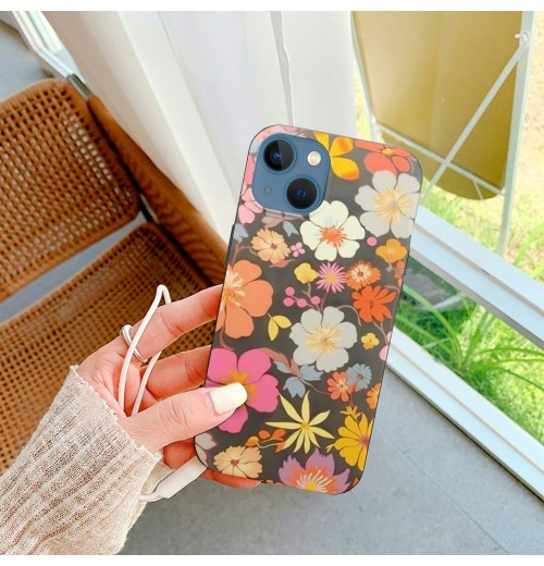 Retro Boho Hippie Flowers iPhone Case Anti Slip and Drop Resistant Case for iPhone 15 Pro Max