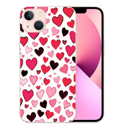 Cute Case Love Heart Print Shockproof Protective Cases Soft TPU Hard Back Anti-Scratch Cover for iPhone 14