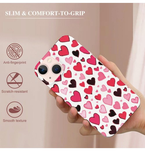 Cute Case Love Heart Print Shockproof Protective Cases Soft TPU Hard Back Anti-Scratch Cover for iPhone 14